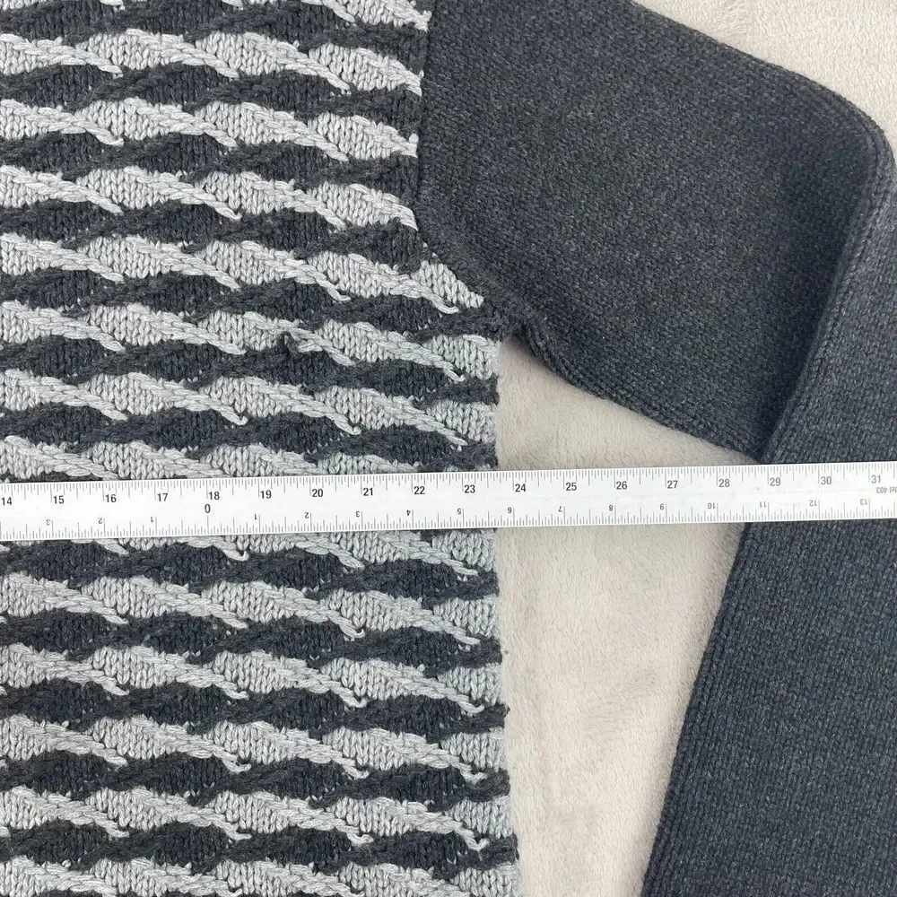 John Varvatos Luxe Sweater Men 2XL Grey Black Wool Cashmere‎ Knit Long Sleeve